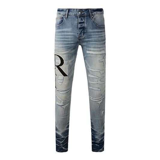 Slim Low-Rise Men’s Retro Streetwear Skinny  Jeans Pants