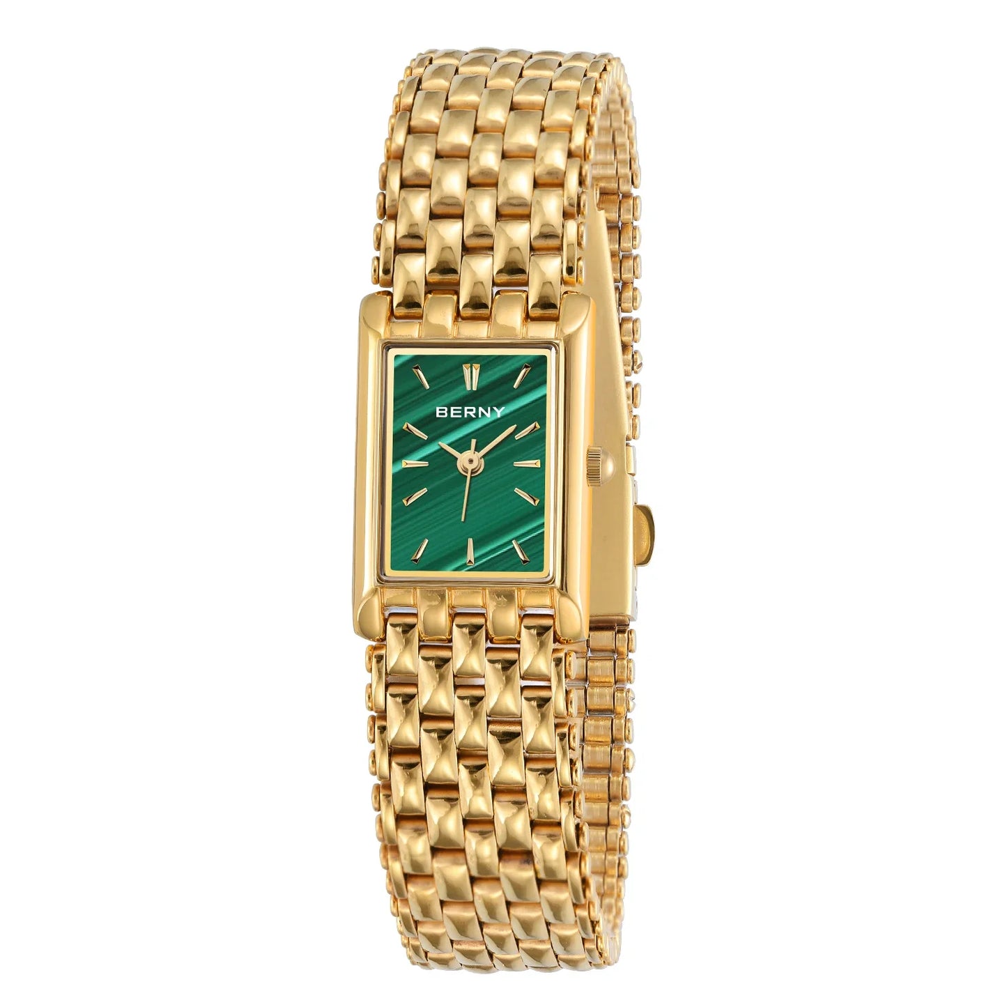 Luxury Stainless Steel BERNY Women’s Gold Square Quartz Watch