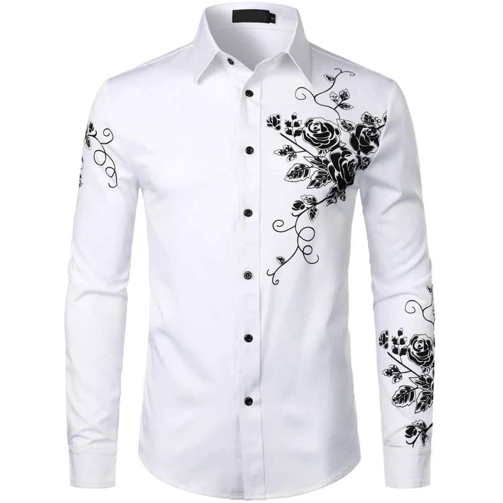 Trendy Fashion Casual Men’s Oversized Printed Long Sleeve Shirt