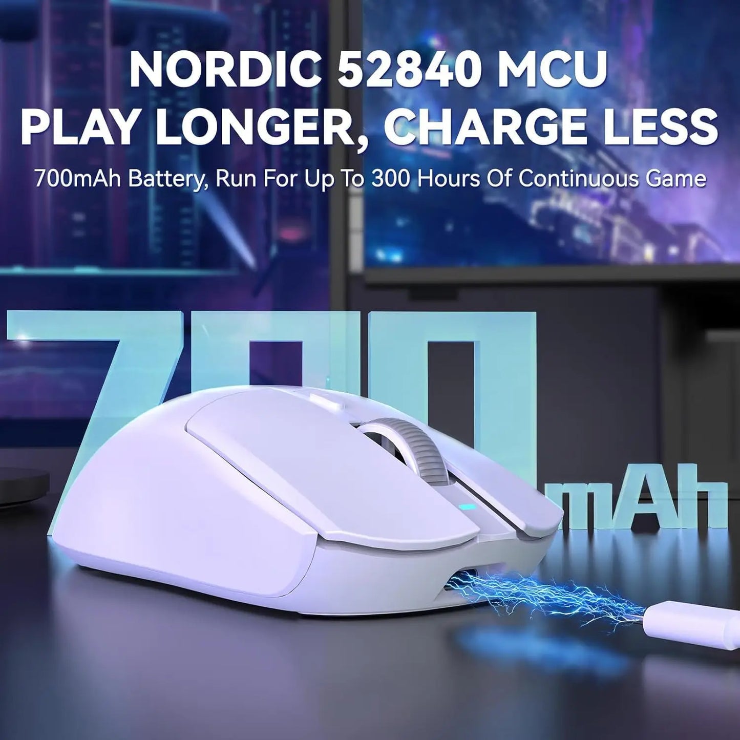 A.JAZZ AJ139 G Pro 4K Wireless Gaming Mouse Ultra-Lightweight 59g with Dual Mode-Wired/2.4Ghz Receiver up to 26K DPI,Ergonomic