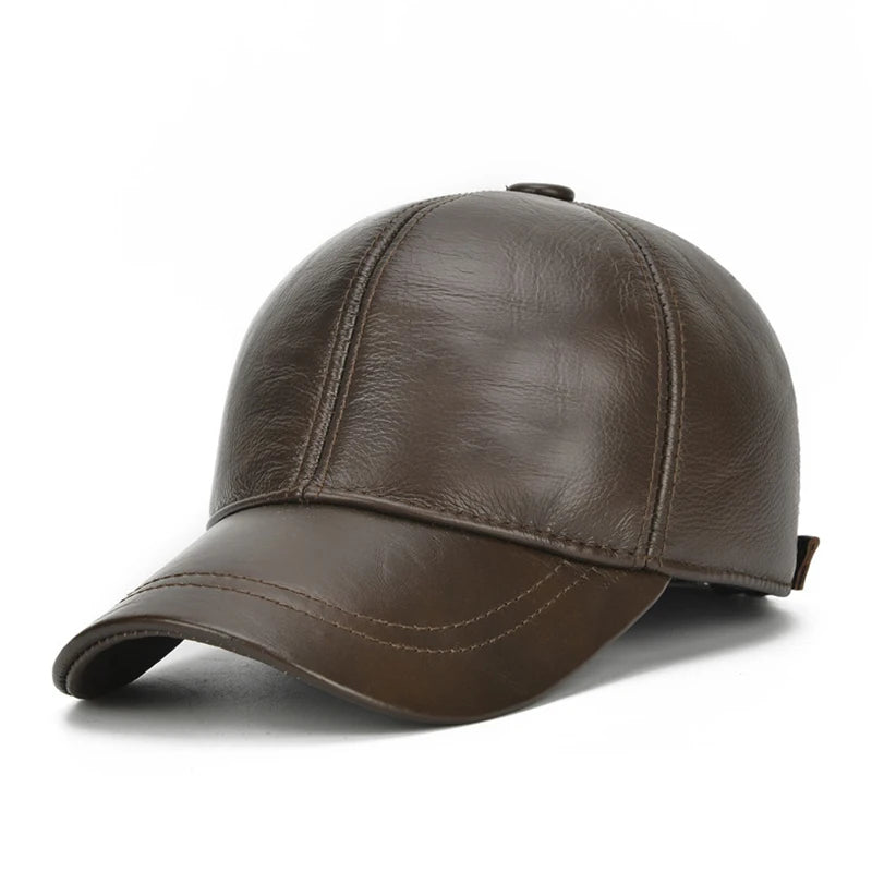 Men’s Genuine Cowhide Leather Adjustable Baseball Cap