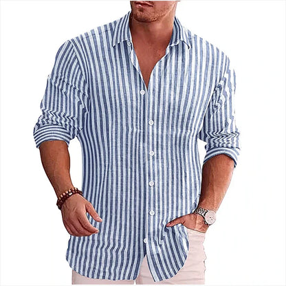 Formal & Casual Styles Men’s Striped Long Sleeve Lapel Shirt