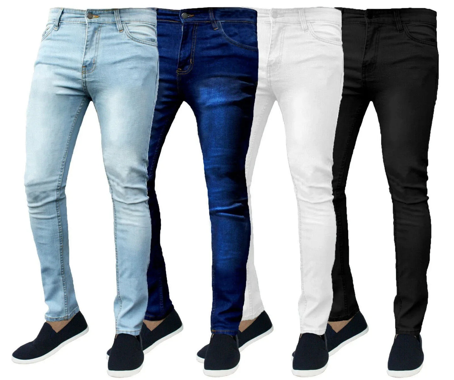 Classic Slim Fit Stretch Jeans for Men - Light Blue Denim Pants