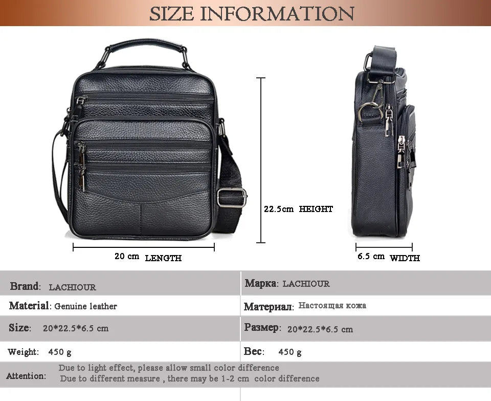 Genuine  Leather Messenger Bag for Business & iPad Tote