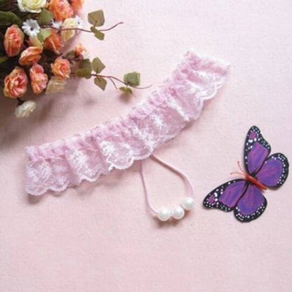 Midnight Lace Bow Open-Back Thong for Women