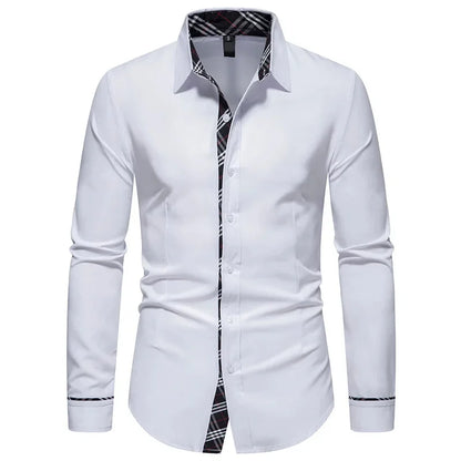 Slim Fit Long Sleeve Formal Shirt without Pocket for Men