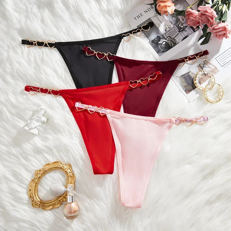 Women’s Low Rise Heart G-String Thong Cotton T-Back Panties