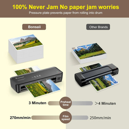 Jam-Free, Easy Use for Home & Office Bonsaii 9" Thermal Laminator