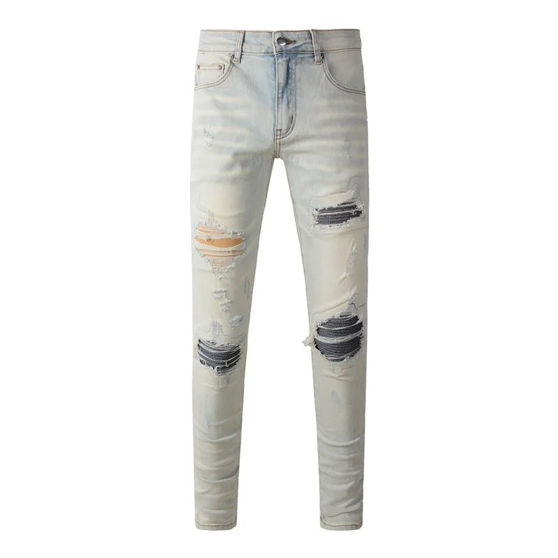 Trendy Streetwear Low-Rise Slim-Fit Retro Men’s Jeans