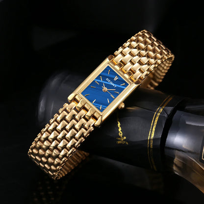 Luxury Stainless Steel BERNY Women’s Gold Square Quartz Watch