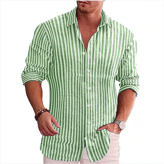 Formal & Casual Styles Men’s Striped Long Sleeve Lapel Shirt