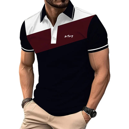 Summer Casual Short Sleeve Top Men’s 3D Print Polo Shirt