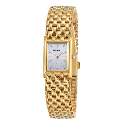 Luxury Stainless Steel BERNY Women’s Gold Square Quartz Watch