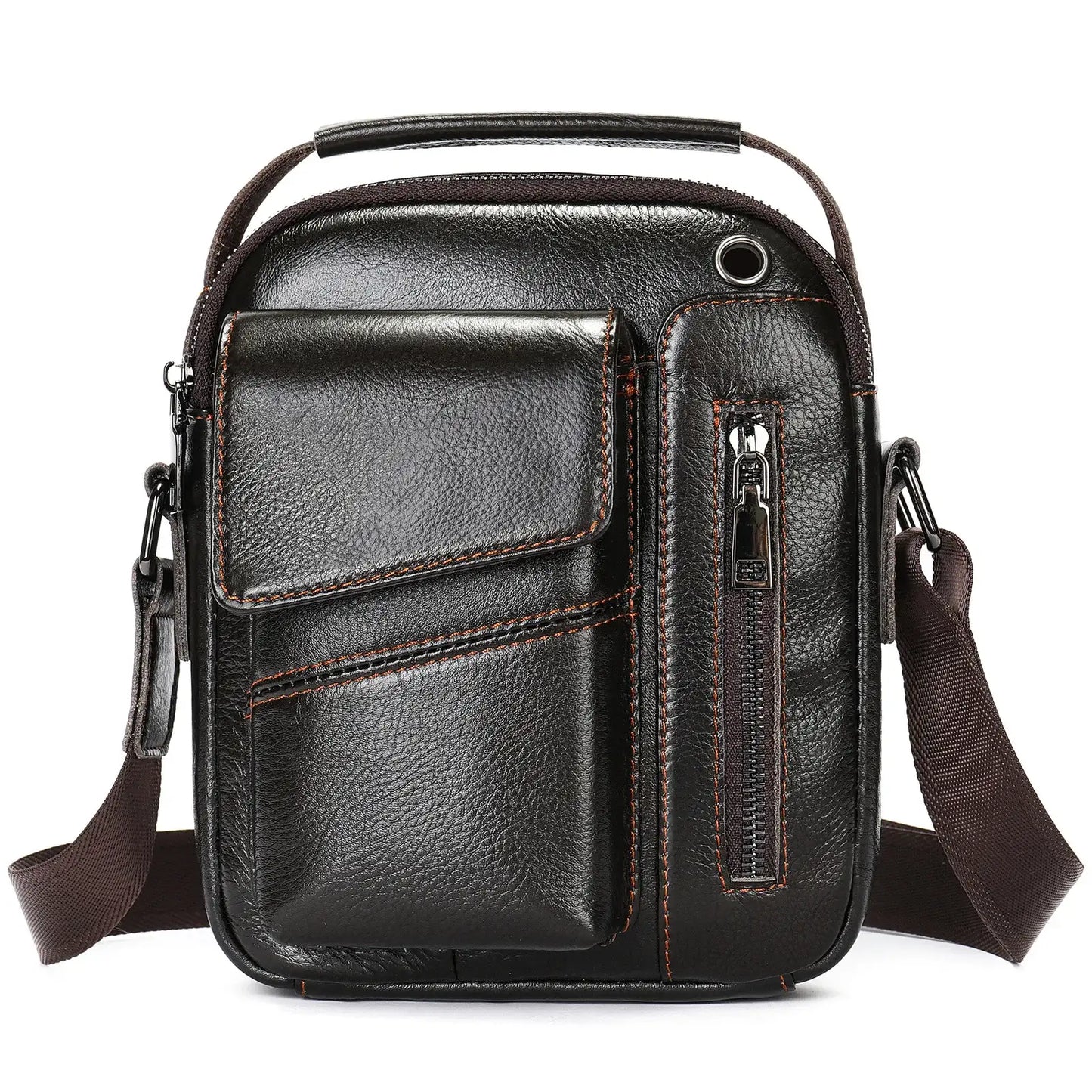 Large Capacity Crossbody Men's Casual Cow Leather Shoulder Bag
