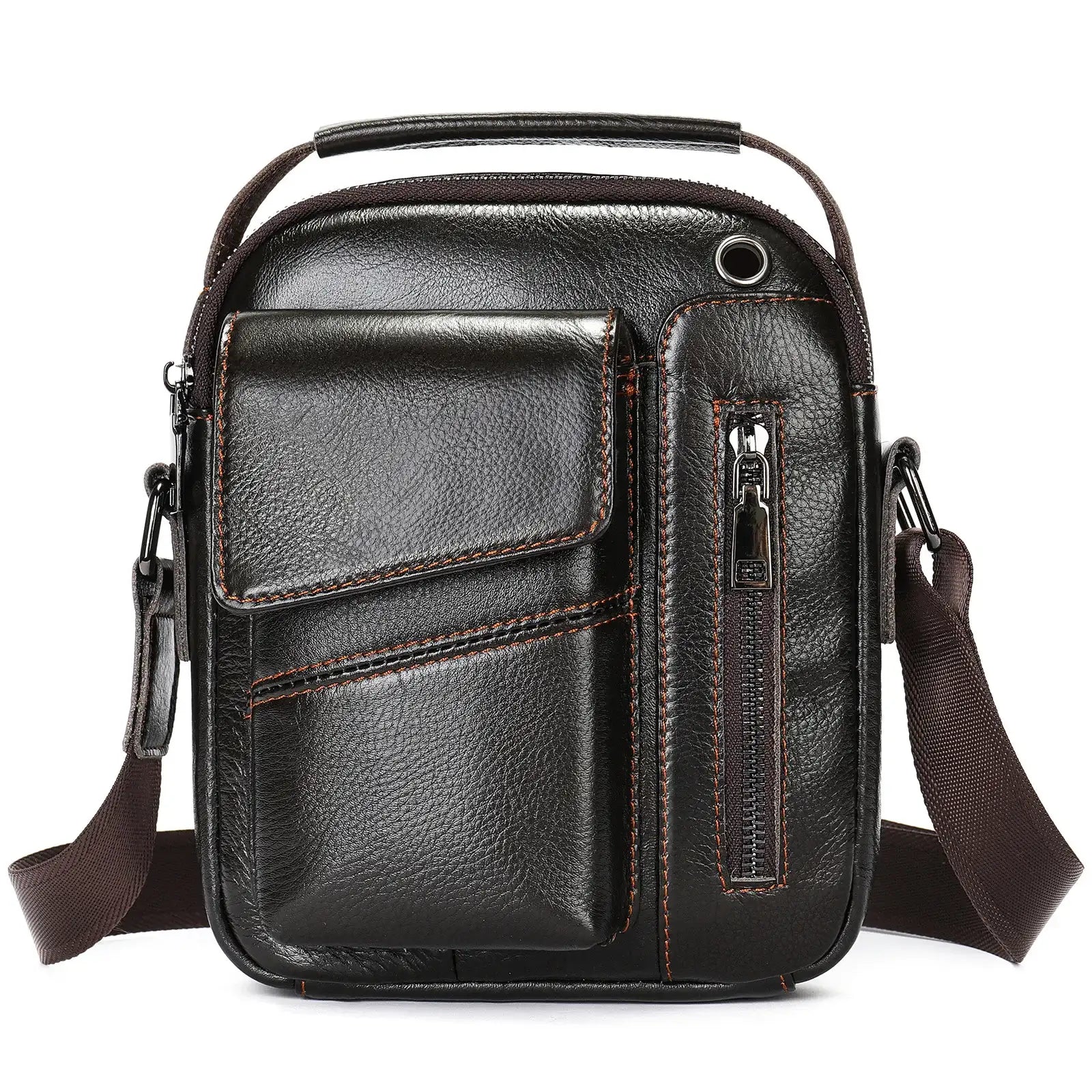 Large Capacity Crossbody Men's Casual Cow Leather Shoulder Bag