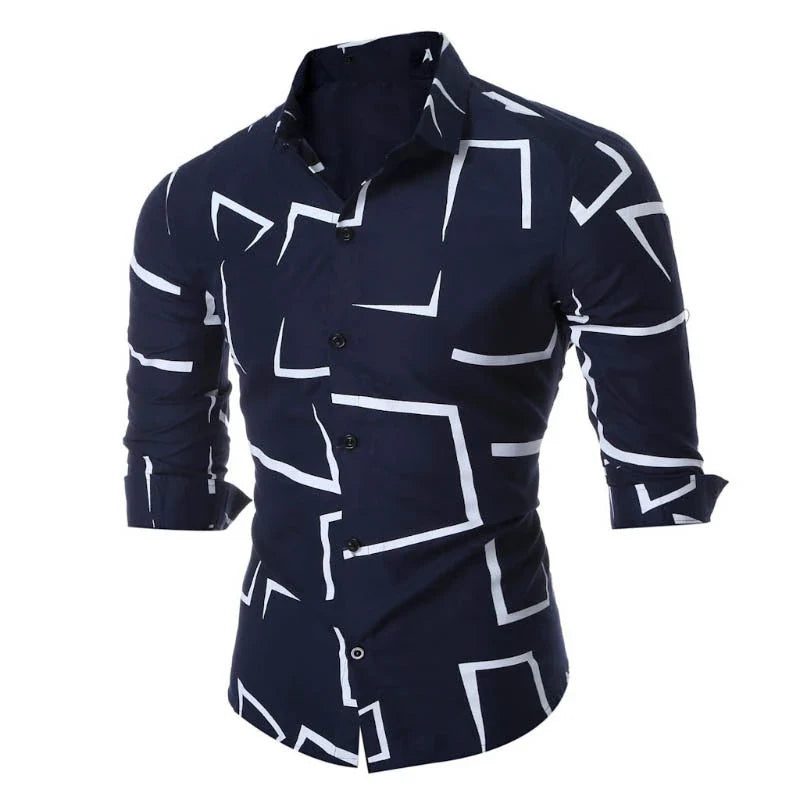 Urban Men’s Fashion Trendy Striped Long Sleeve Shirt