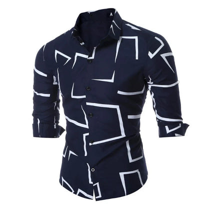 Urban Men’s Fashion Trendy Striped Long Sleeve Shirt