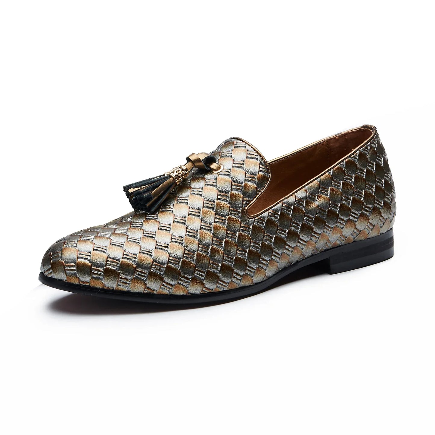 Men's Woven Leather Casual Tassel Loafers