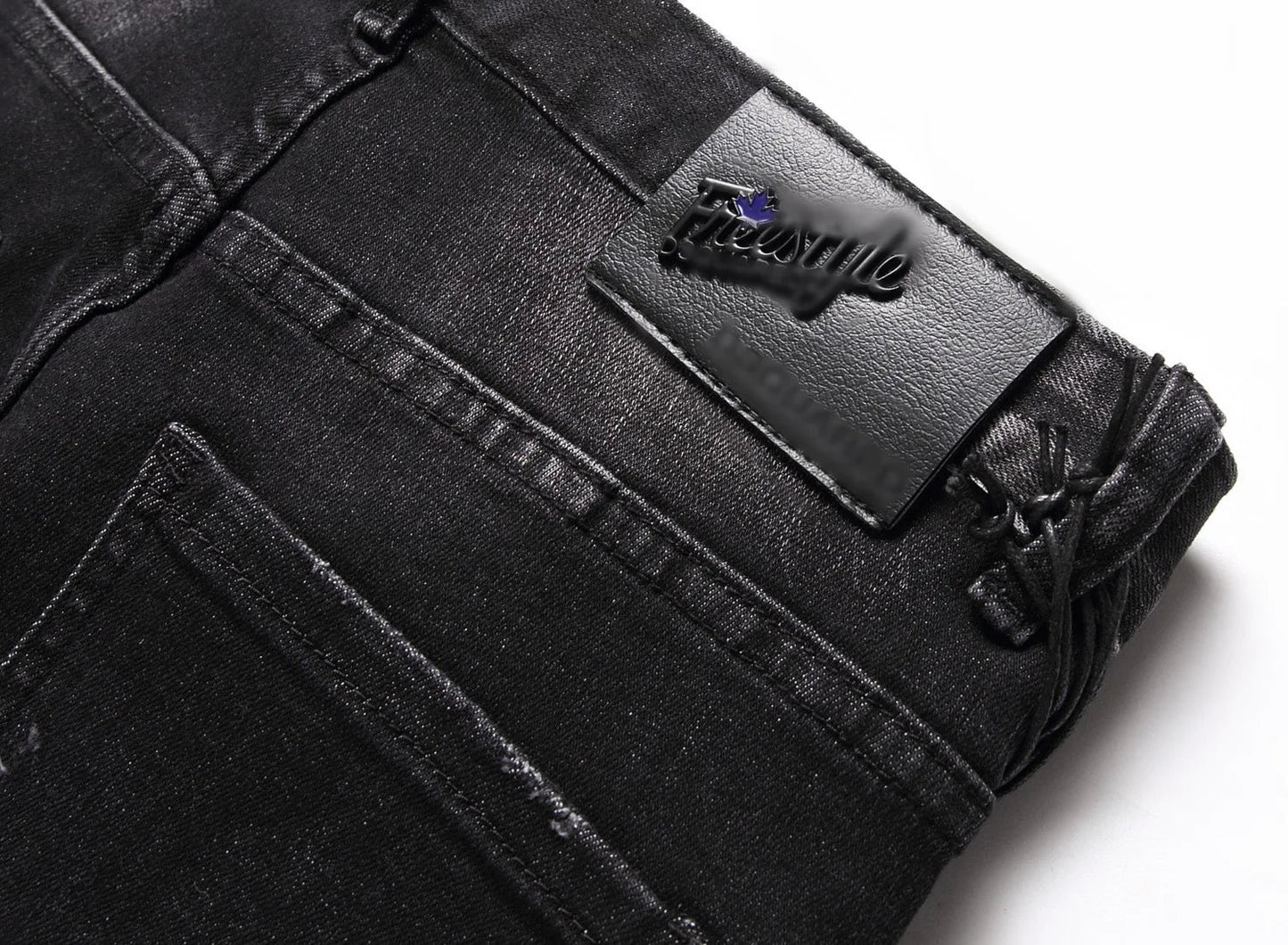 Zipper Splice & Pockets Men's High Waist Straight Denim Jeans