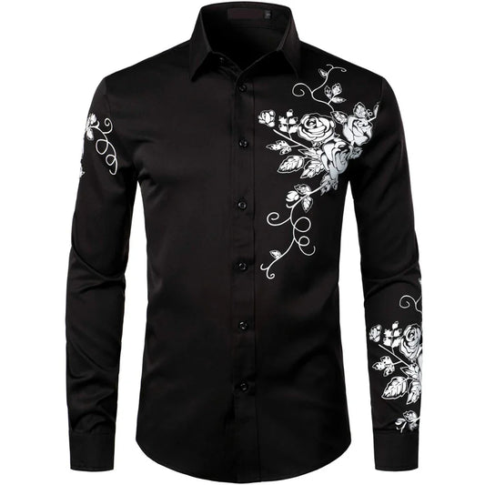 Elegant Oversized Printed Long Sleeve Shirt for Trendy Men’s Fashion