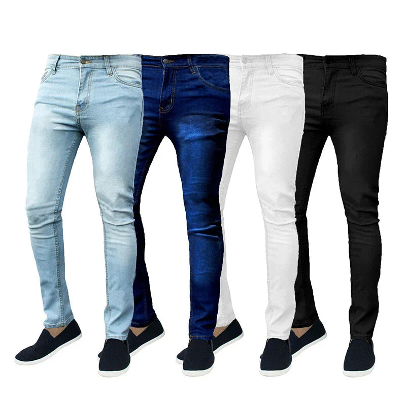 Classic Slim Fit Stretch Jeans for Men - Light Blue Denim Pants