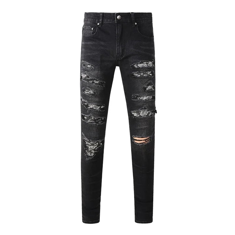 Denim Retro Skinny Fit Low-Rise Men’s Street Jeans