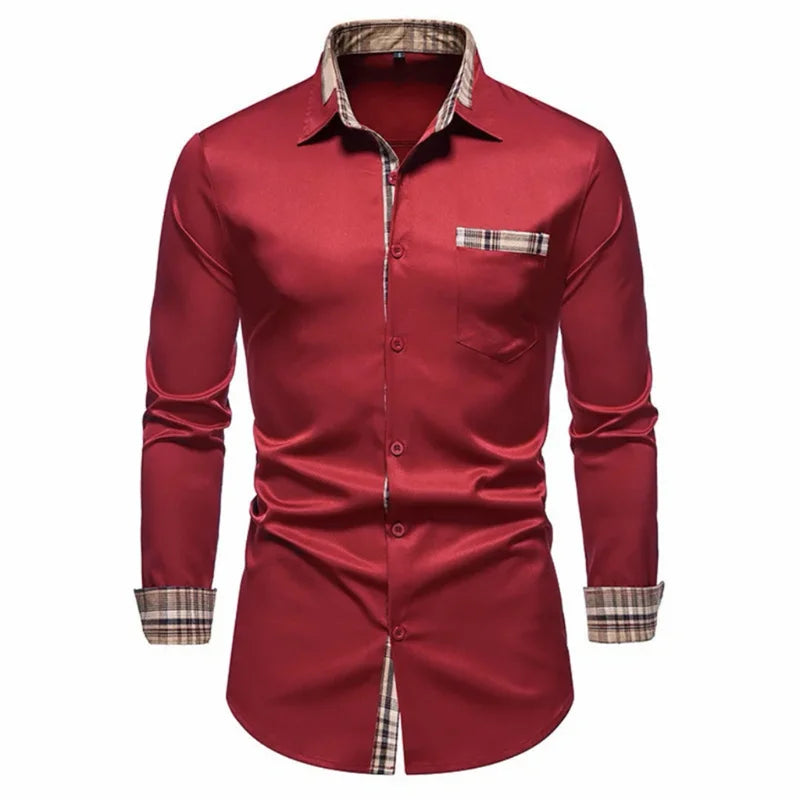 Men’s Office Slim Fit Button-Down Shirt with Pocket