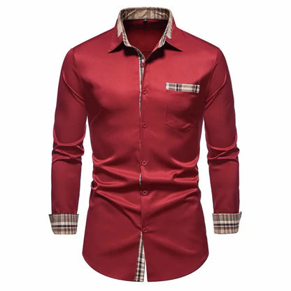 Men’s Office Slim Fit Button-Down Shirt with Pocket