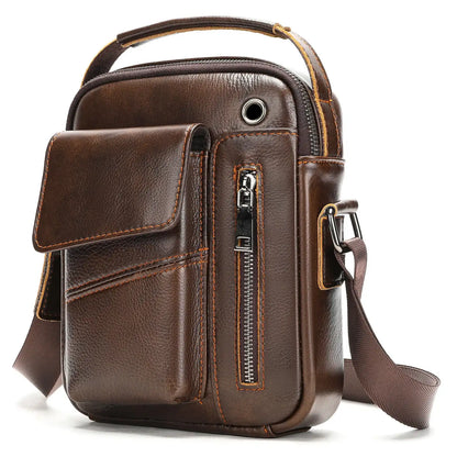 Large Capacity Crossbody Men's Casual Cow Leather Shoulder Bag