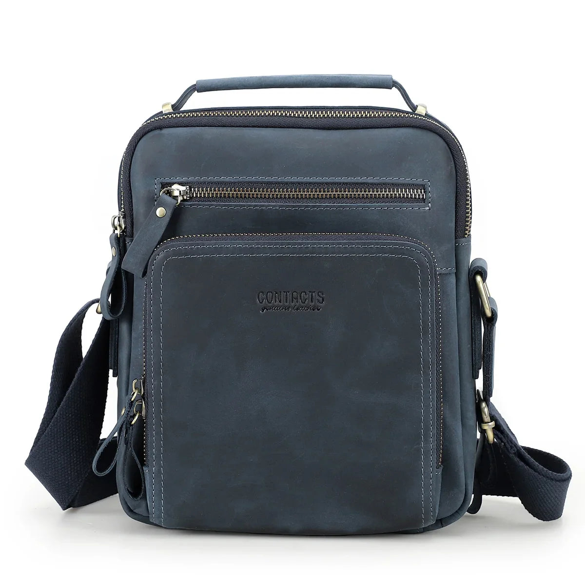 Vintage Crazy Horse Leather Men's Crossbody Messenger Shoulder Bag