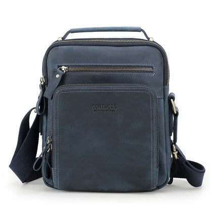 Vintage Crazy Horse Leather Men's Crossbody Messenger Shoulder Bag