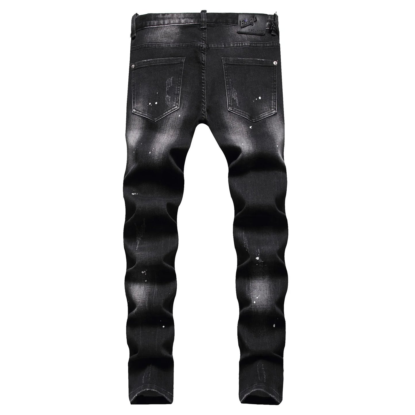 Zipper Splice & Pockets Men's High Waist Straight Denim Jeans