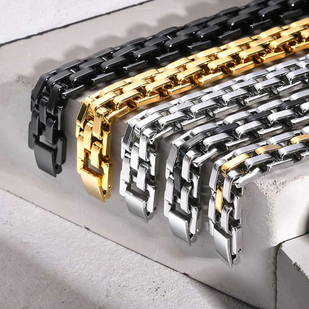 Men's 11mm Stainless Steel Link Bracelet – Bold, Refined & Durable