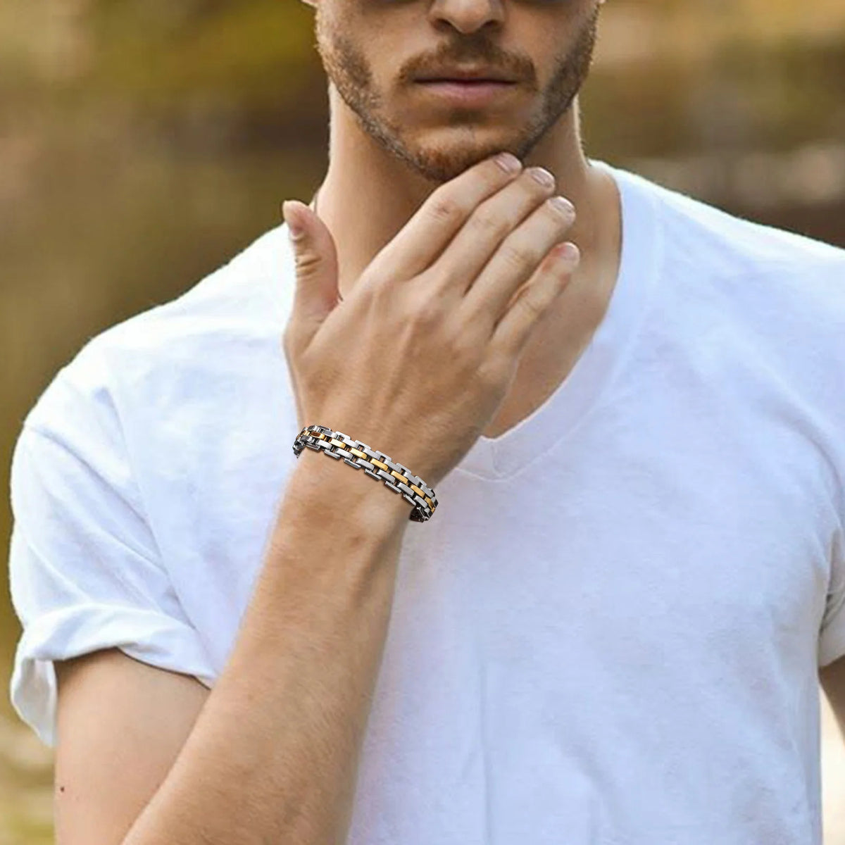Men's 11mm Stainless Steel Link Bracelet – Bold, Refined & Durable