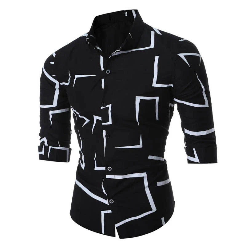 Urban Men’s Fashion Trendy Striped Long Sleeve Shirt