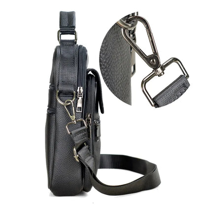 Men's Genuine Cowhide Leather Messenger Bag for Business & iPad Tote