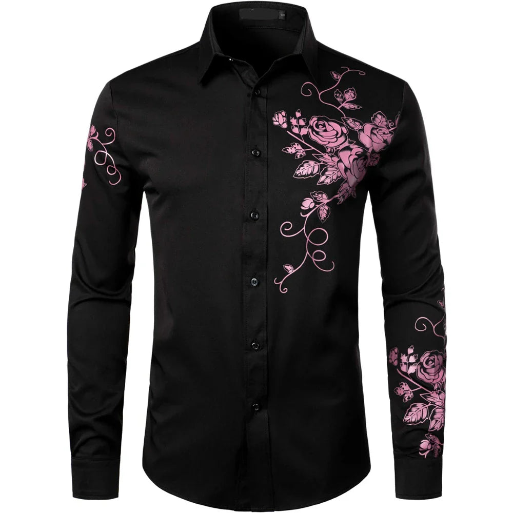Trendy Fashion Elegant Men’s Oversized Printed Long Sleeve Shirt