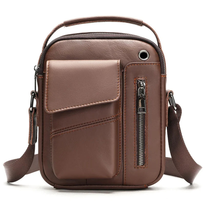 Large Capacity Crossbody Men's Casual Cow Leather Shoulder Bag