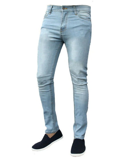 Classic Slim Fit Stretch Jeans for Men - Light Blue Denim Pants