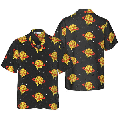 3D Pizza Print Hawaiian Unisex Beach Party Short Sleeve Shirt