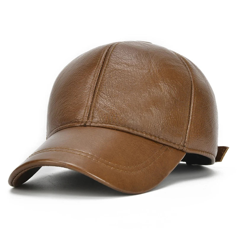 Men’s Genuine Cowhide Leather Adjustable Baseball Cap