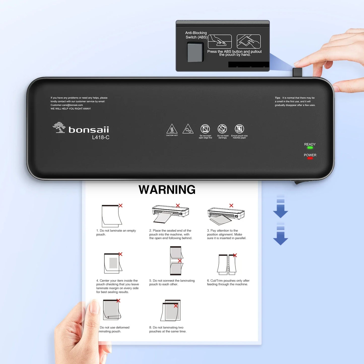 Jam-Free, Easy Use for Home & Office Bonsaii 9" Thermal Laminator