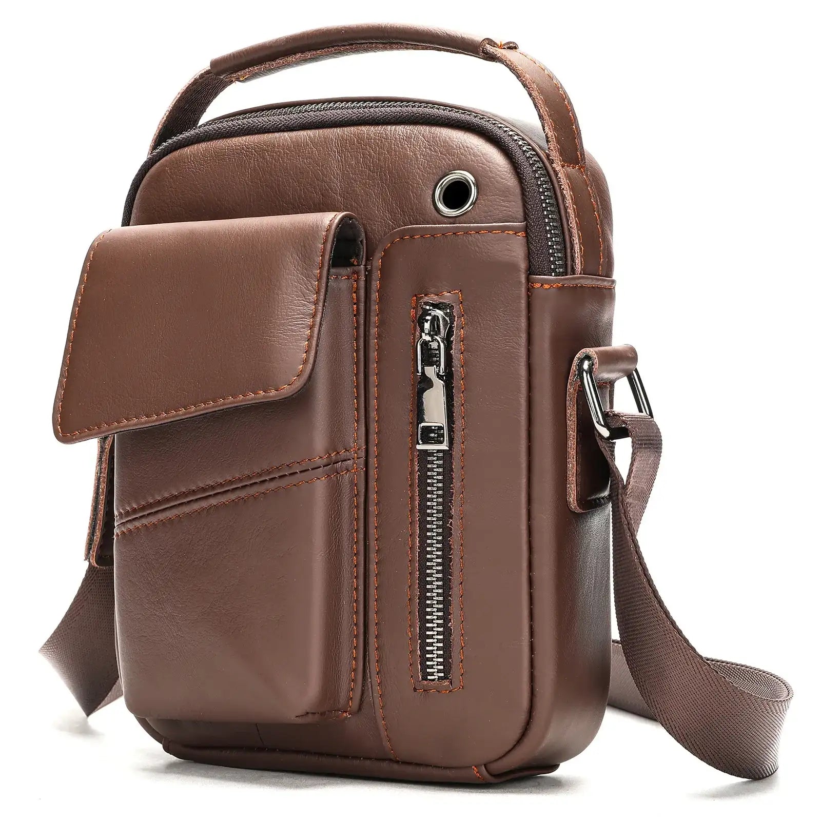 Large Capacity Crossbody Men's Casual Cow Leather Shoulder Bag
