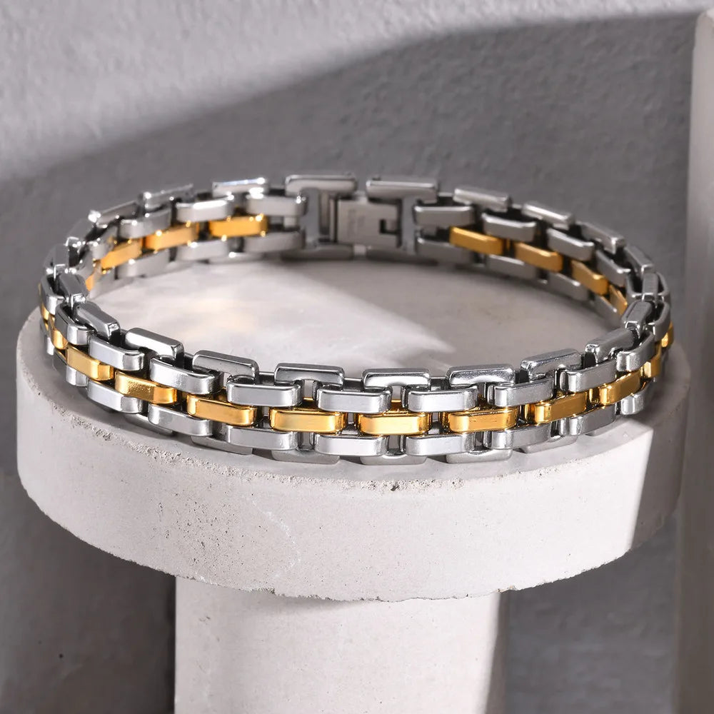 Men's 11mm Stainless Steel Link Bracelet – Bold, Refined & Durable