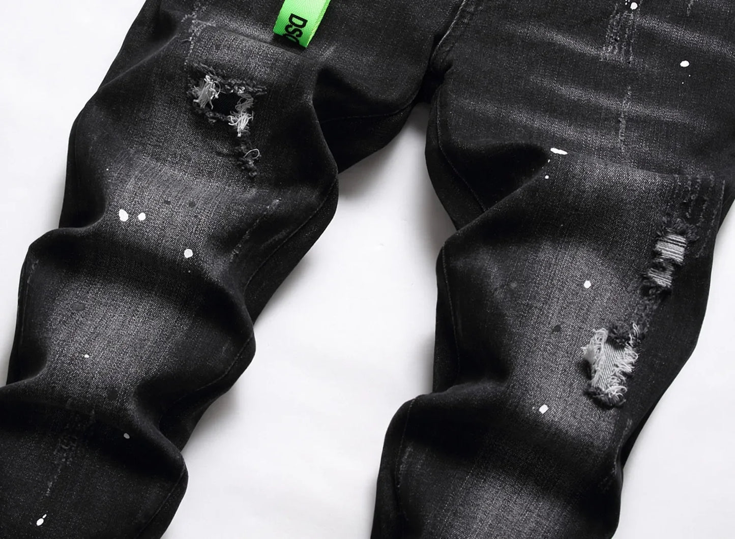 Zipper Splice & Pockets Men's High Waist Straight Denim Jeans