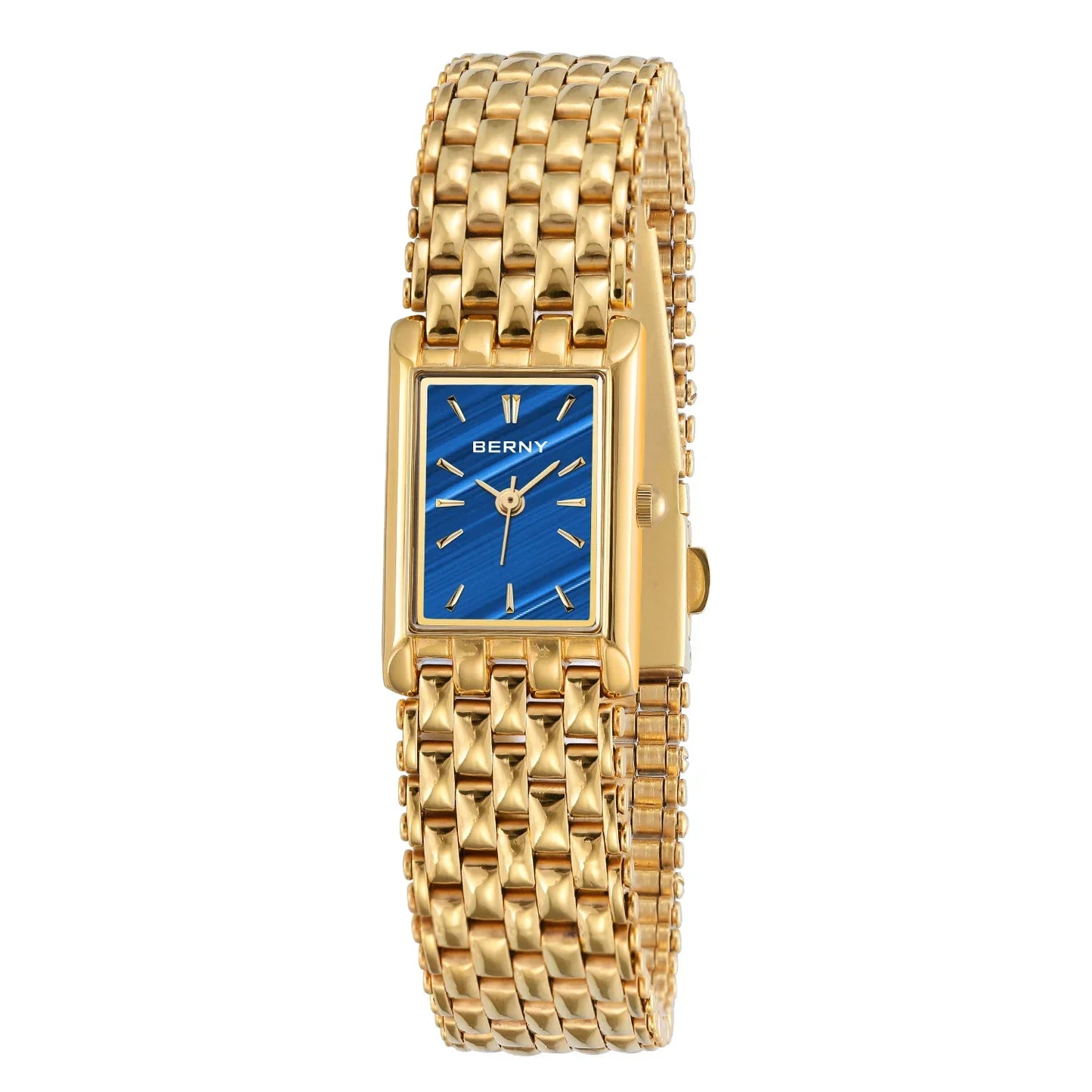 Luxury Stainless Steel BERNY Women’s Gold Square Quartz Watch