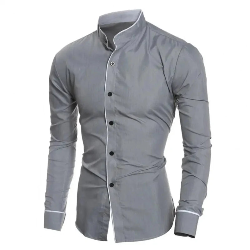 Stylish Autumn Meeting Wear Formal Contrast Color Men’s Shirt