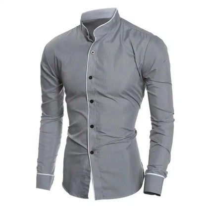 Stylish Autumn Meeting Wear Formal Contrast Color Men’s Shirt