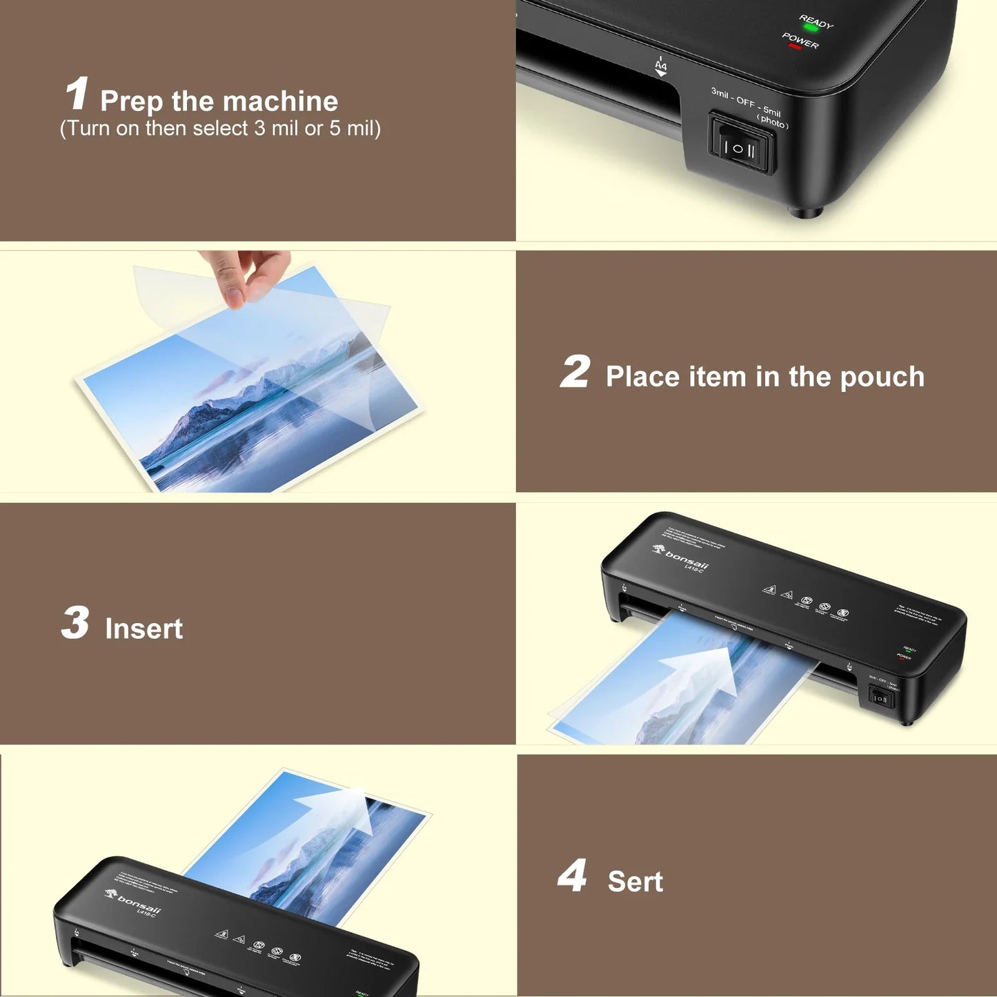 Jam-Free, Easy Use for Home & Office Bonsaii 9" Thermal Laminator