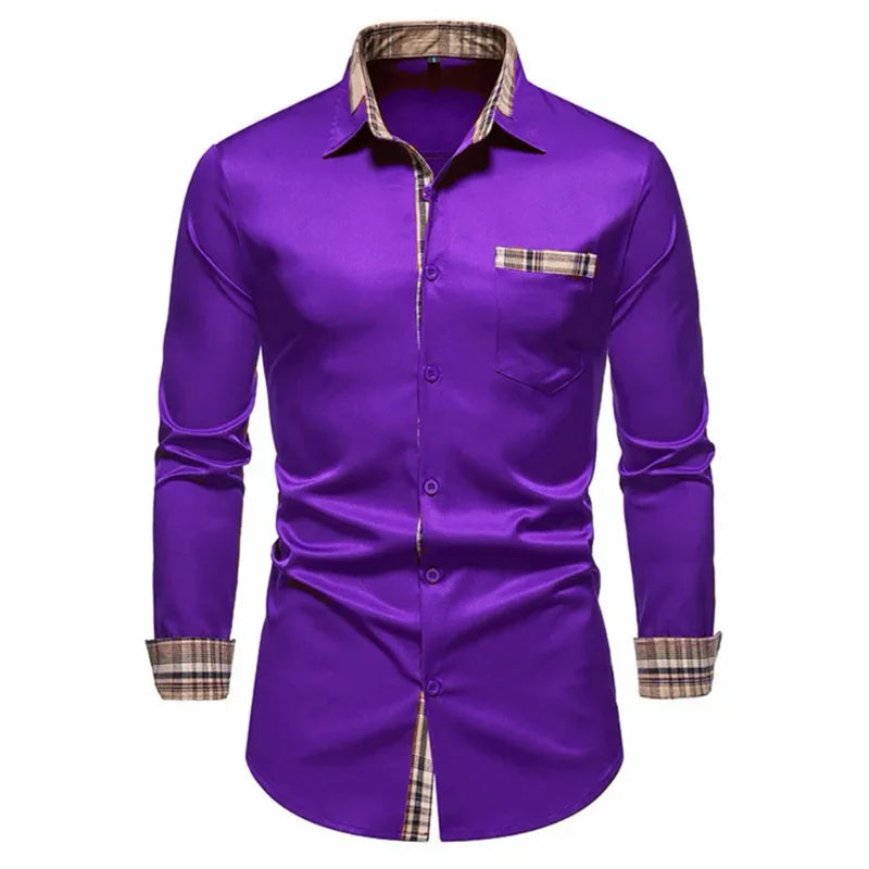 Men’s Office Slim Fit Button-Down Shirt with Pocket
